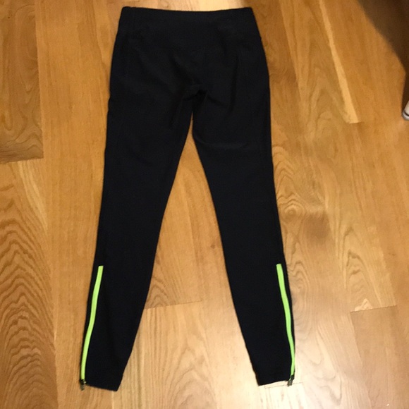 Nike Black Leggings Small S Dri-fit Neon Zipper - Picture 3 of 10